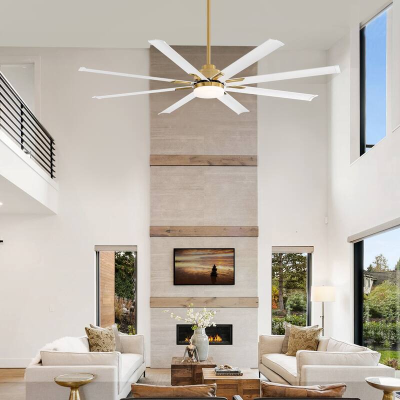 72-in 8 Aluminum Blade Gold Ceiling Fan with LED Light Remote Control