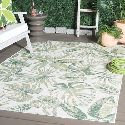 SAFAVIEH Courtyard Mariyam Indoor/Outdoor Tropical Rug - 4' x 5'7"