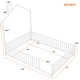preview thumbnail 6 of 21, Full Size Platform Bed w/Guardrail and Chimney Design, Heavy Duty Metal House Shape Floor Bed Frame for Children, Boys and Girls