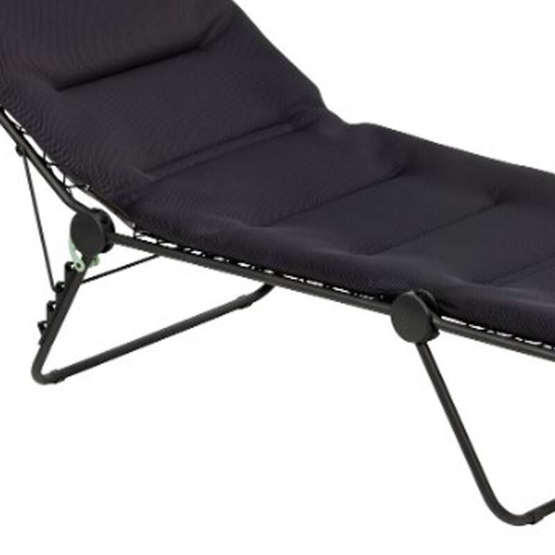 HomeRoots Premium Black Steel Black Cushion Chaise Lounge - 28.3" W x 83.9" D x 27.6" H
