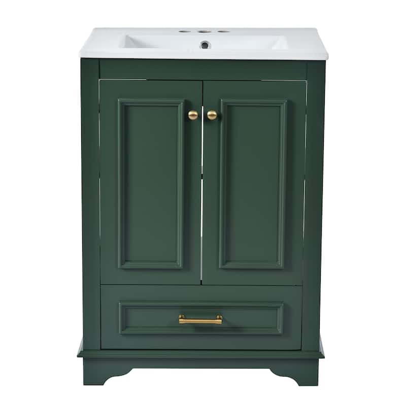 Bathroom Vanity with Sink, Bathroom Storage Cabinet with 1 Drawer and 2 Doors, Bathroom Vanities with Adjustable Shelf