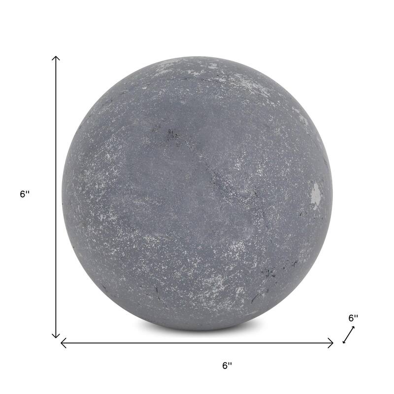 HomeRoots 6" Silver Paper Mache Hand Painted Orb Decorative Orb - 6.00 in. x 6.00 in. x 6.00 in.