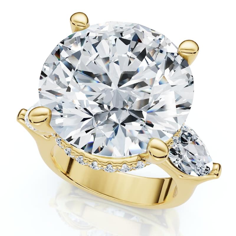 Bliss Diamond 11.75ct Diamond Marquise Accent Ring, Gold or Platinum Lab Grown - 7.5 - Yellow