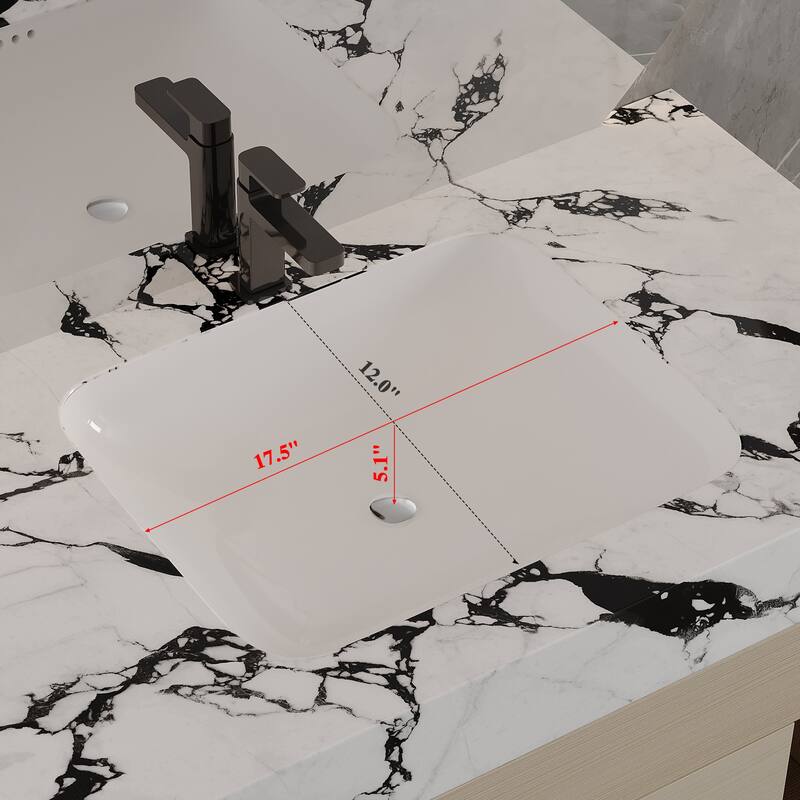 29.9" Modern Floating Bathroom Vanity with Sintered Stone Top, Ceramic Undermount Sink Wall-Mounted for Bathroom