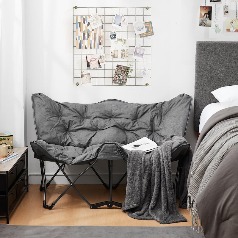 2East Twin Butterfly Chair by DormCo - Heathered Gray