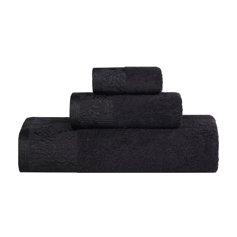 Superior Wisteria Cotton Floral Jacquard 3 Piece Bathroom Towel Set