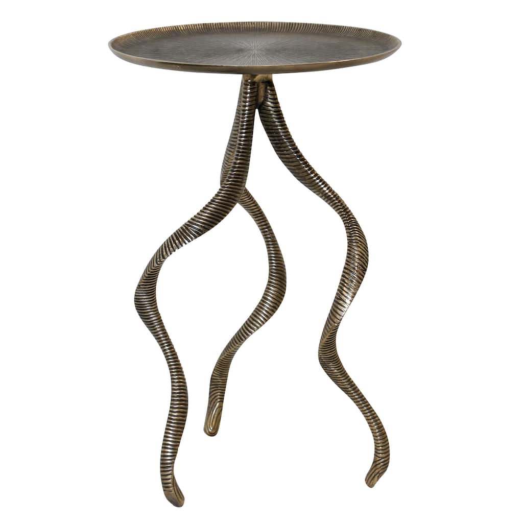 StyleCraft Serpentine Root Accent Table - Antique Brass