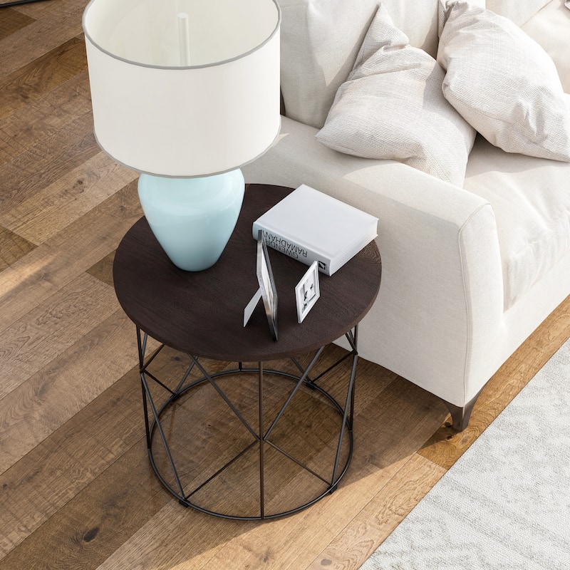 Brigid Modern 23-inch Steel Round Side Table by Furniture of America