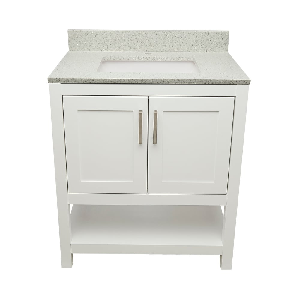 Taos 31" Bathroom Vanity in Espresso with Quartz Stone Vanity Top Sink w/ Backsplash in Galaxy White Single Hole