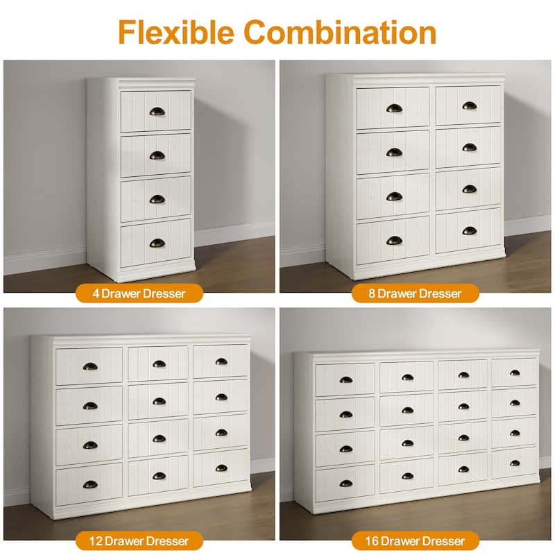 2-Piece 4-Drawer Dresser for Bedroom