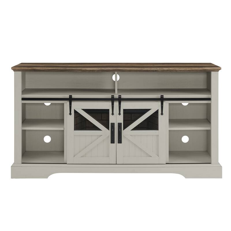 60 Inch Electric Fireplace Entertainment Center with Door Sensor, Storage, and Infrared Remote for TVs up to 70 Inches
