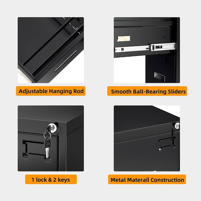 18'' Deep 4 Drawers Vertical Metal Locking File Cabinet with with 4 Adjustable Hanging Frame for Home Office