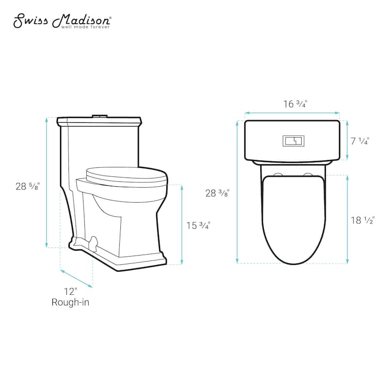 Lausanne One-Piece Elongated Toilet Dual-Flush 1.1/1.6 Gpf In Matte Black - 28.4" x 16.75" 28.65"