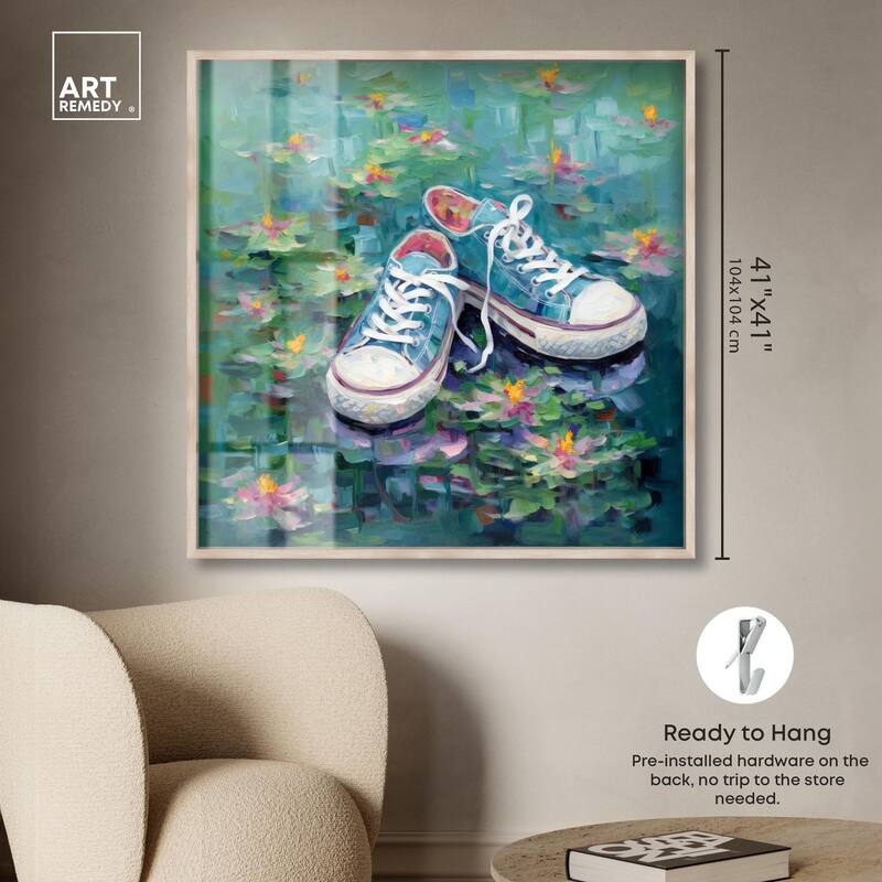 Lily Pad Sneakers II Shadowbox by Art Remedy