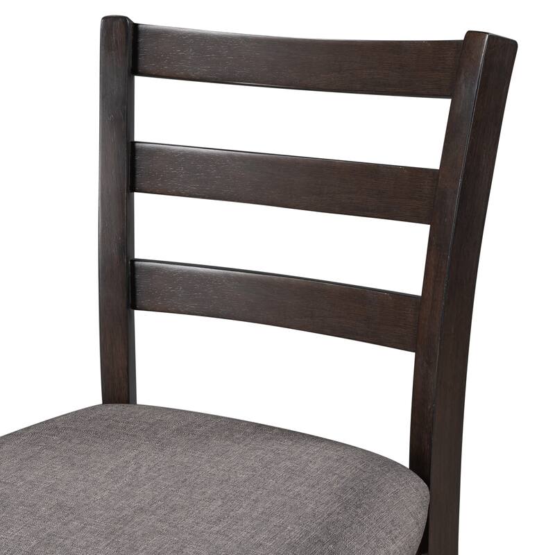 5-Piece Wooden Dining Set with Padded Chairs and Storage Shelving