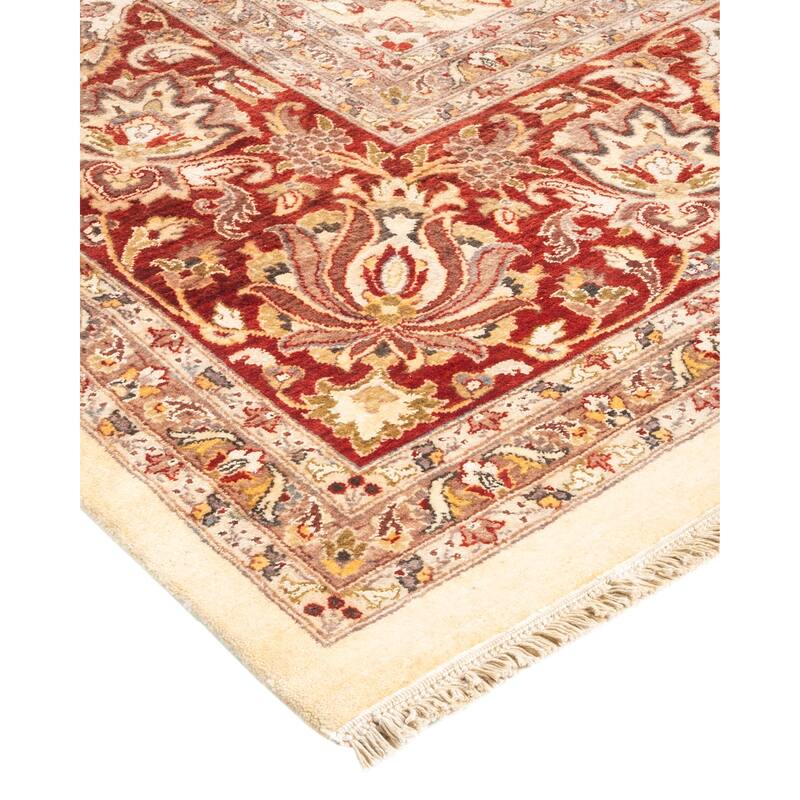 Overton Hand Knotted Wool Vintage Inspired Traditional Mogul Ivory Area Rug - 9 x 12