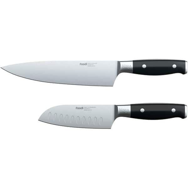 Ninja Foodi NeverDull 2Piece Stainless Steel Chef & Santoku Knife Set Black Bed Bath