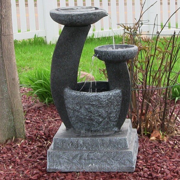 Sunnydaze Cascading Bowls Solar Water Fountain - Solar-on-Demand - 28-Inch