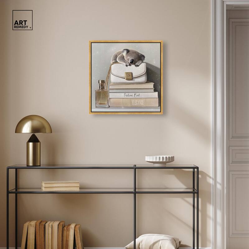 Koala on Fashion Books Canvas by Art Remedy