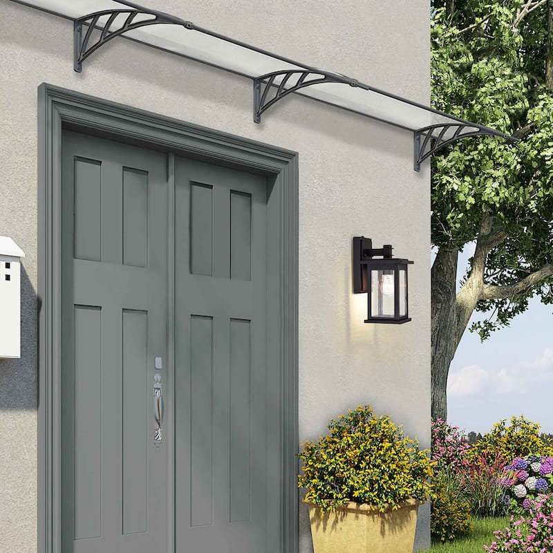 Black 1-Light Dusk to Dawn Outdoor Wall Lantern Sconce - 12.25*6*7.25