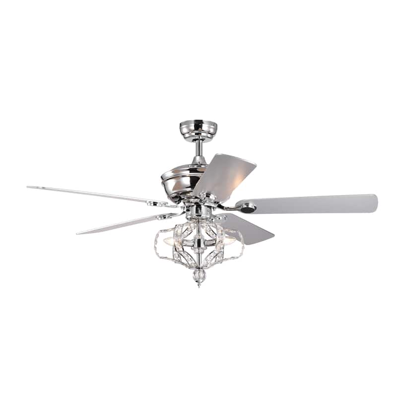Crystal Ceiling Fan with Lights Fandelier Chandelier Reversible Blades 3 Wind Speeds