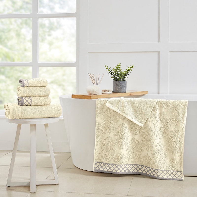 Modern Threads Damask Jacquard 6-piece Embellished Border Towel Set