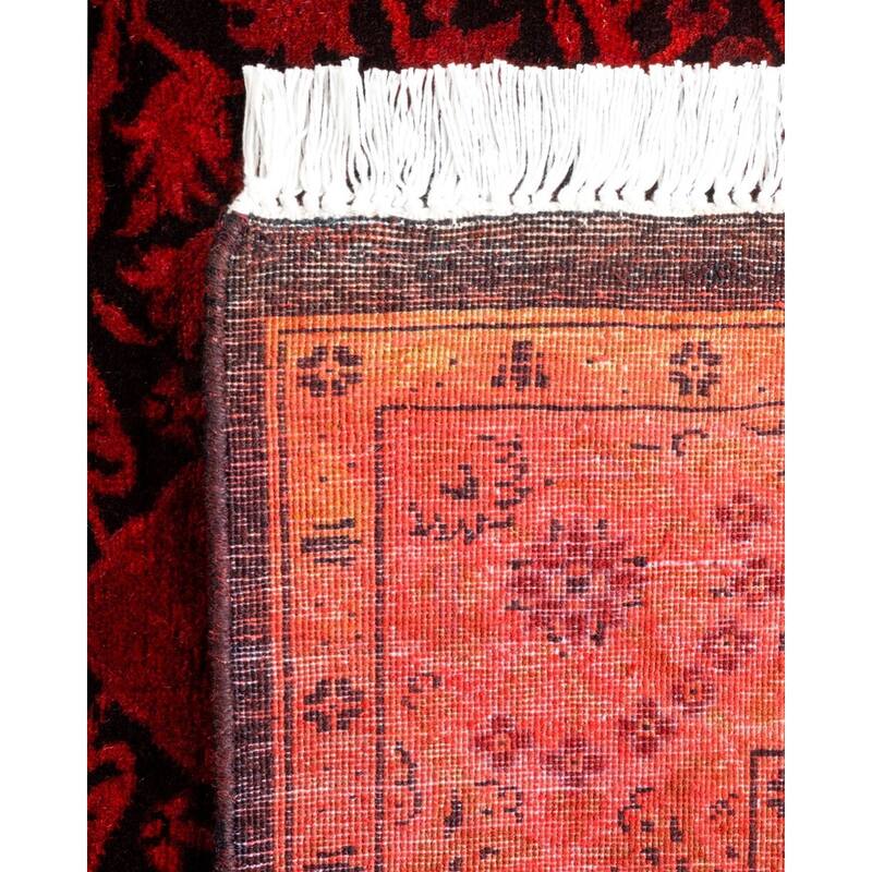 Overton Hand Knotted Wool Vintage Inspired Modern Contemporary Overdyed Red Runner Rug - 3' 0" x 11' 0"