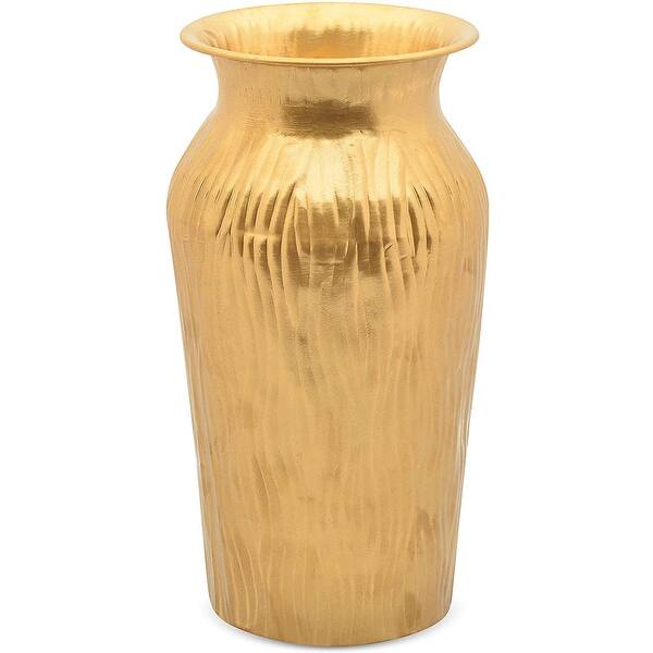 slide 1 of 5, Berkware Gold Elegant Wavy Textured Decorative Rose Vase
