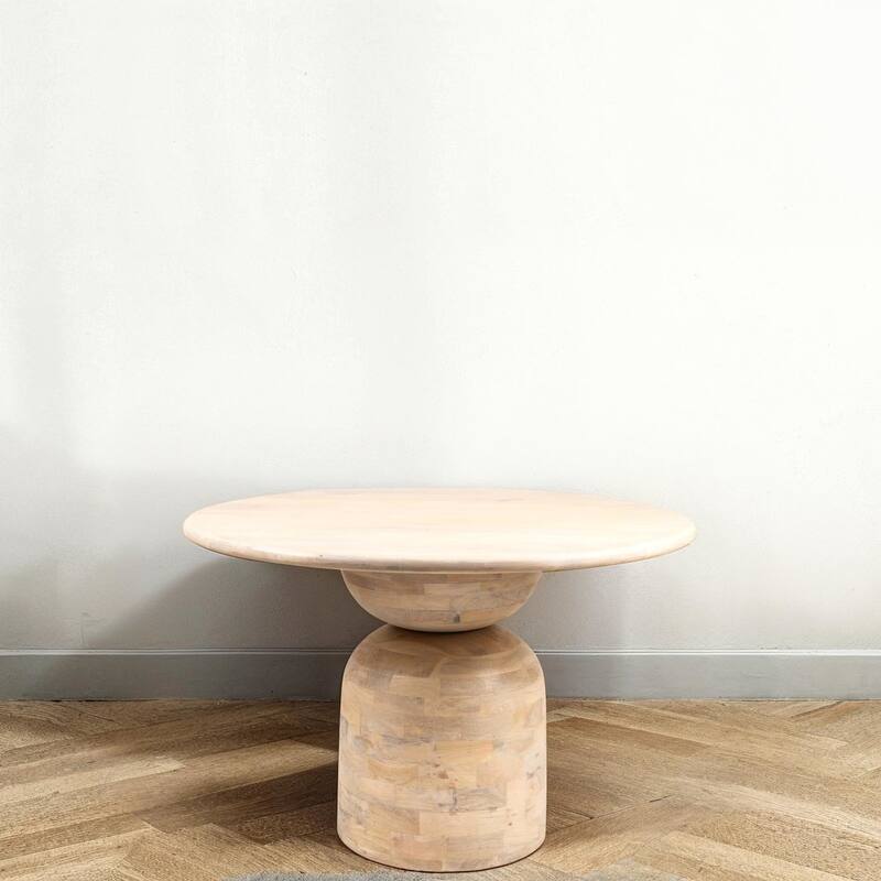 Mango Wood Dining Table with End Grain Base - 47.0"L x 47.0"W x 29.5"H