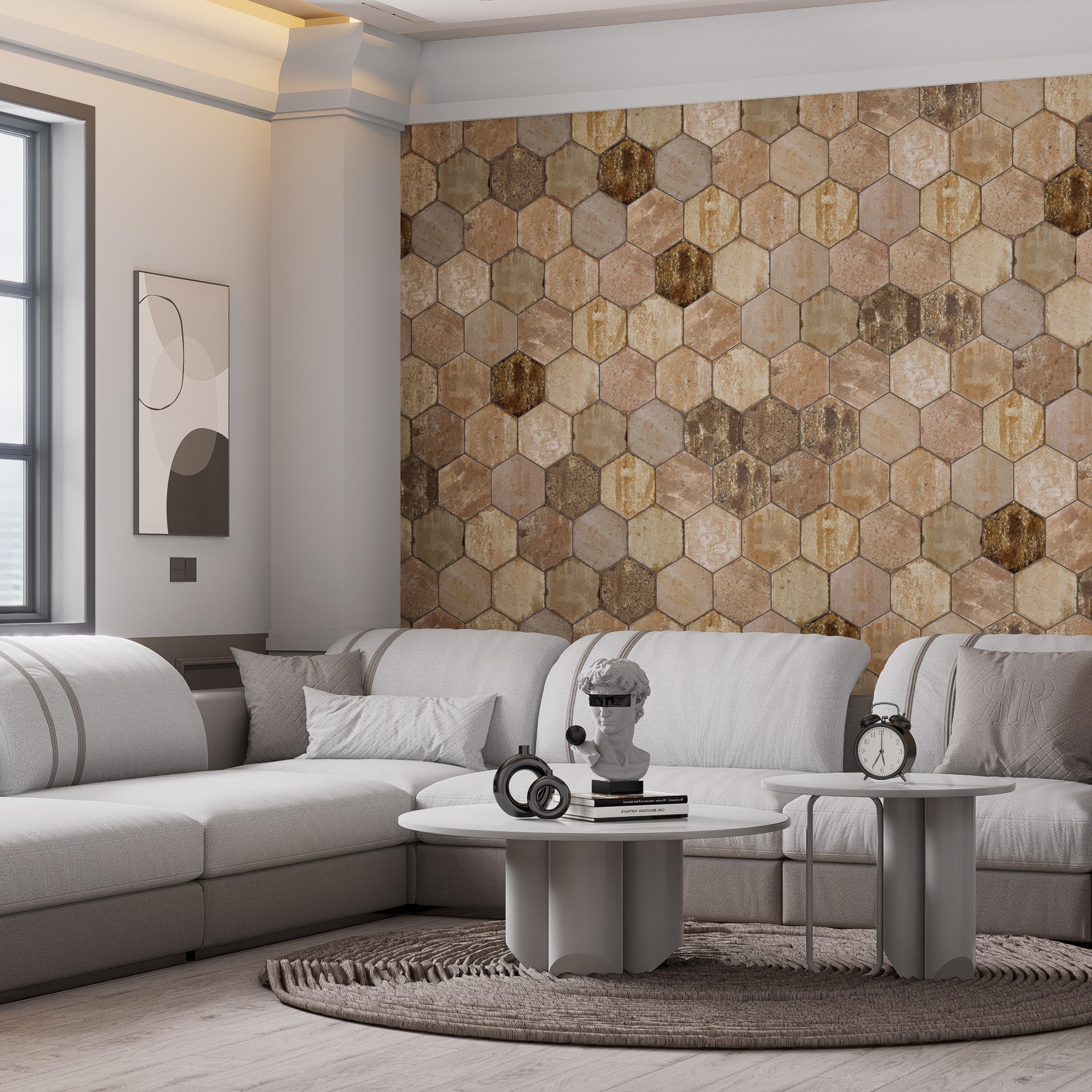 Merola Tile Brickyard Hex Beige 8-1/2" x 9-7/8" Italian Porcelain Floor and Wall Tile