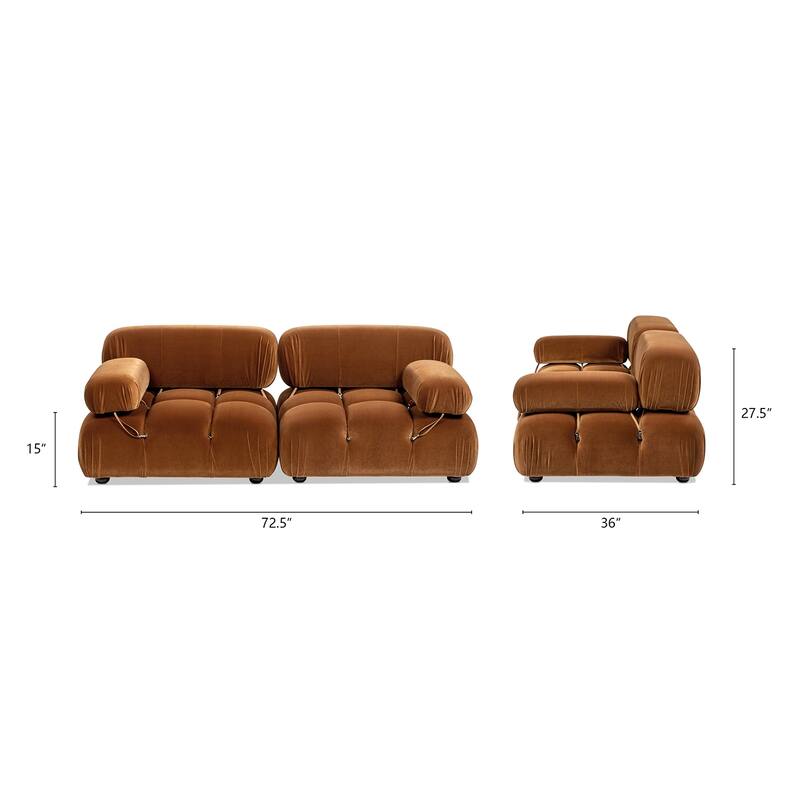 Marcel 72.5" Bubble Modular Modern 2-Piece Loveseat