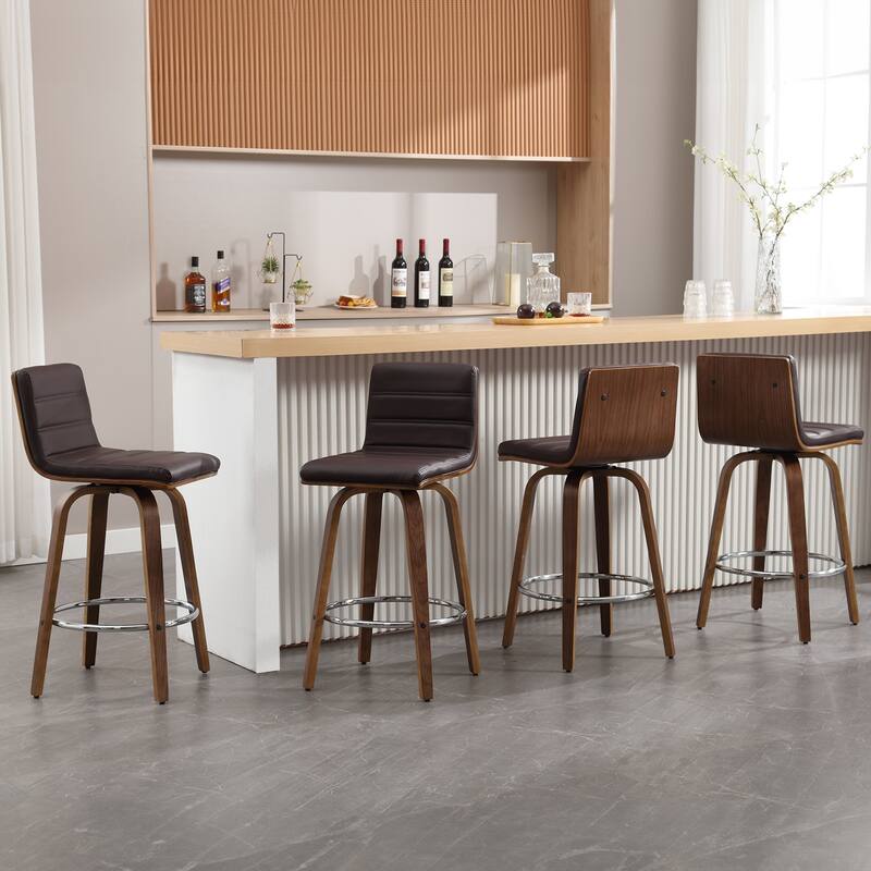 Faux Leather Upholstered Swivel Bar Stools, Counter Stool