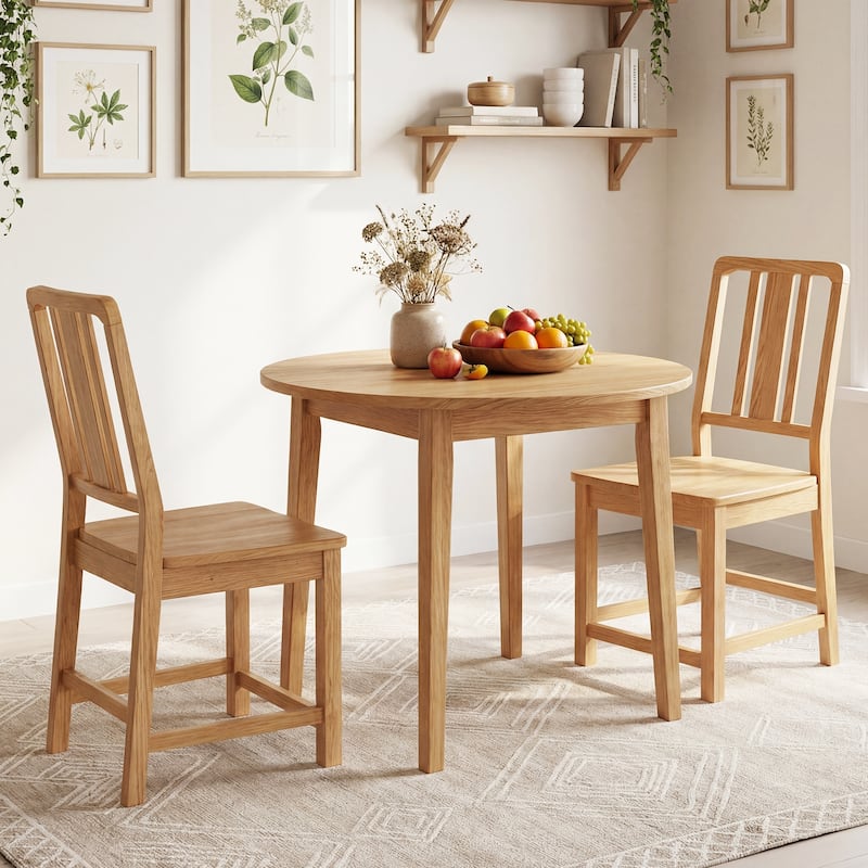 Gymax Dining Chairs Set of 2 Rubber Wood Dining Room Chairs w/