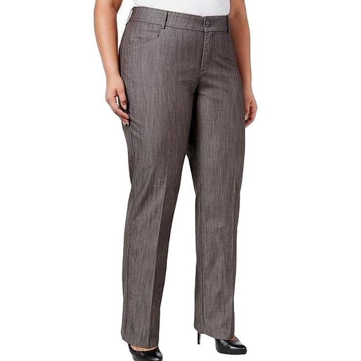 Shop Lee Women S Dress Pants Solid Gray Size 20w Plus Stretch