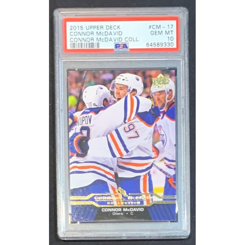 Connor McDavid 2015 Upper Deck Hockey Rookie Card RC #CM-17 Graded PSA 10 - 8'6" x 11'6"