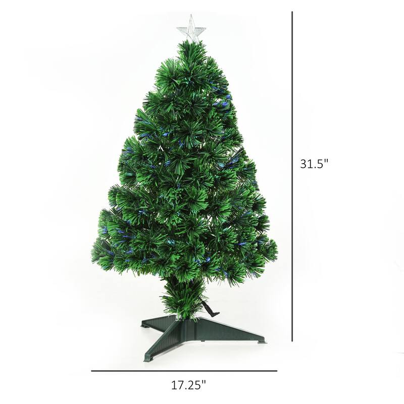 HOMCOM 2.5 ft. Douglas Fir Prelit Small Christmas Tree with Lights, Artificial Little Christmas Tree with Stand