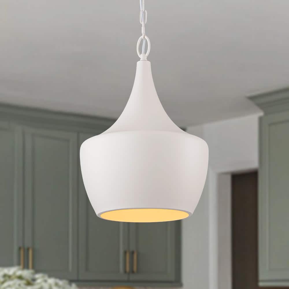 Nordic Style White 1-Light Dimmable Metal Pendant