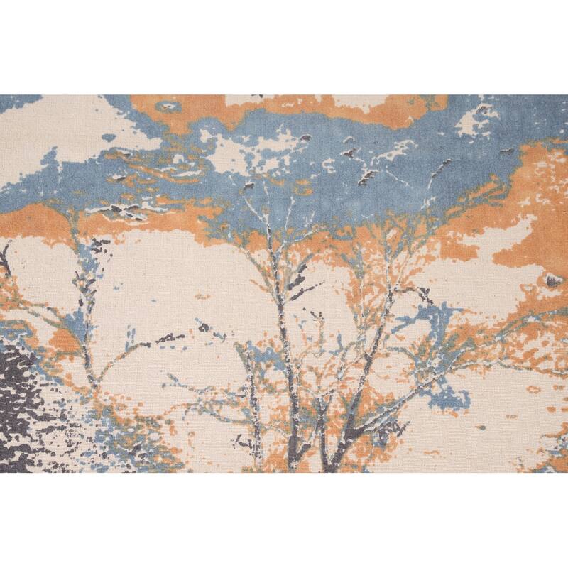Nature Print Abstract Modern Area Rug Handmade Wool Carpet - 5'3"x 7'7"