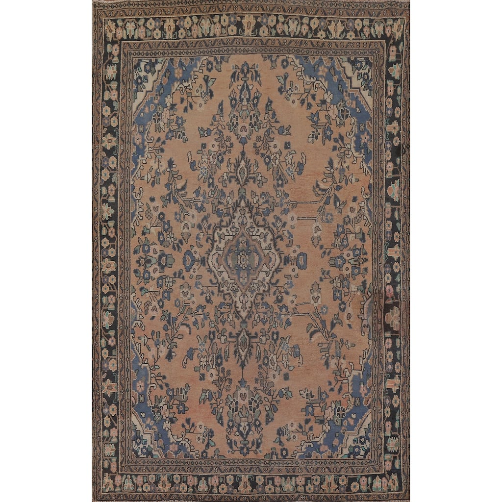 Hamedan Persian Vintage Area Rug Living Room Handmade Wool Carpet - 7'2" x 10'0"