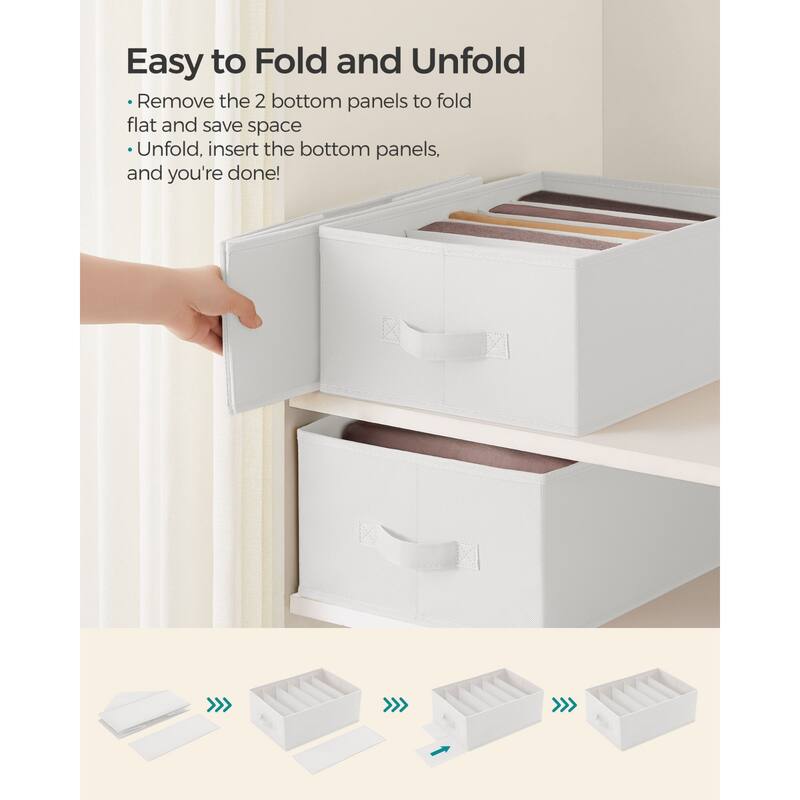 Closet Organizer Drawer Bins with 6 Compartment Dividers for Jeans Sweaters and Clothing Storage
