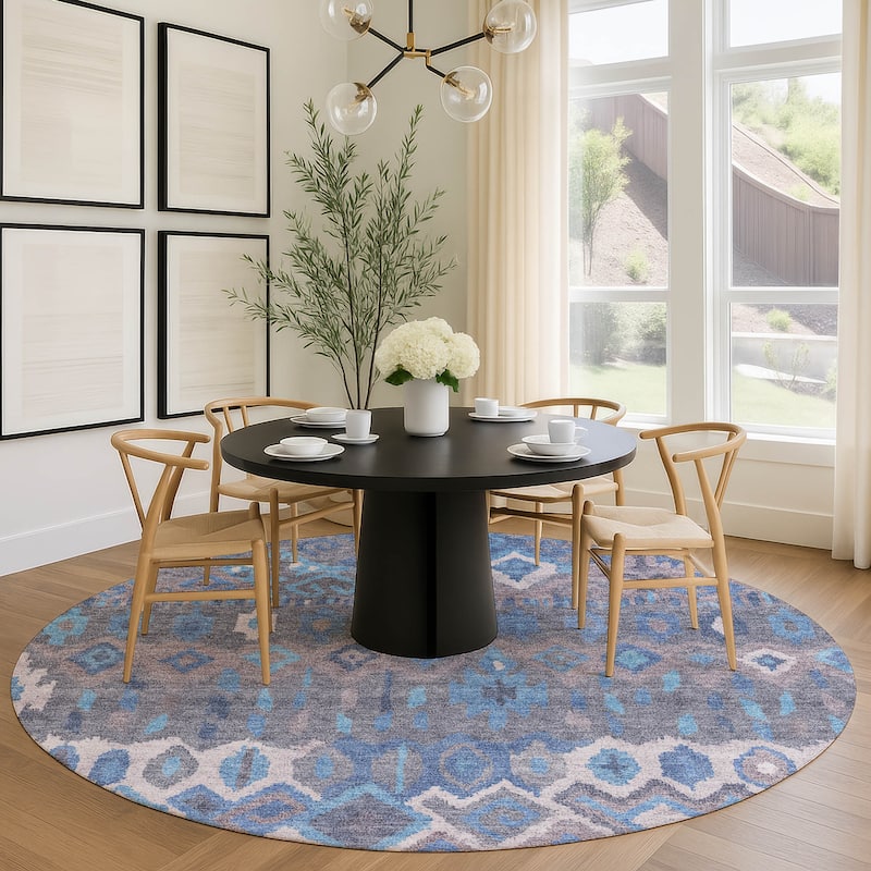 Machine Washable Indoor/ Outdoor Boho Moroccan Chantille Rug