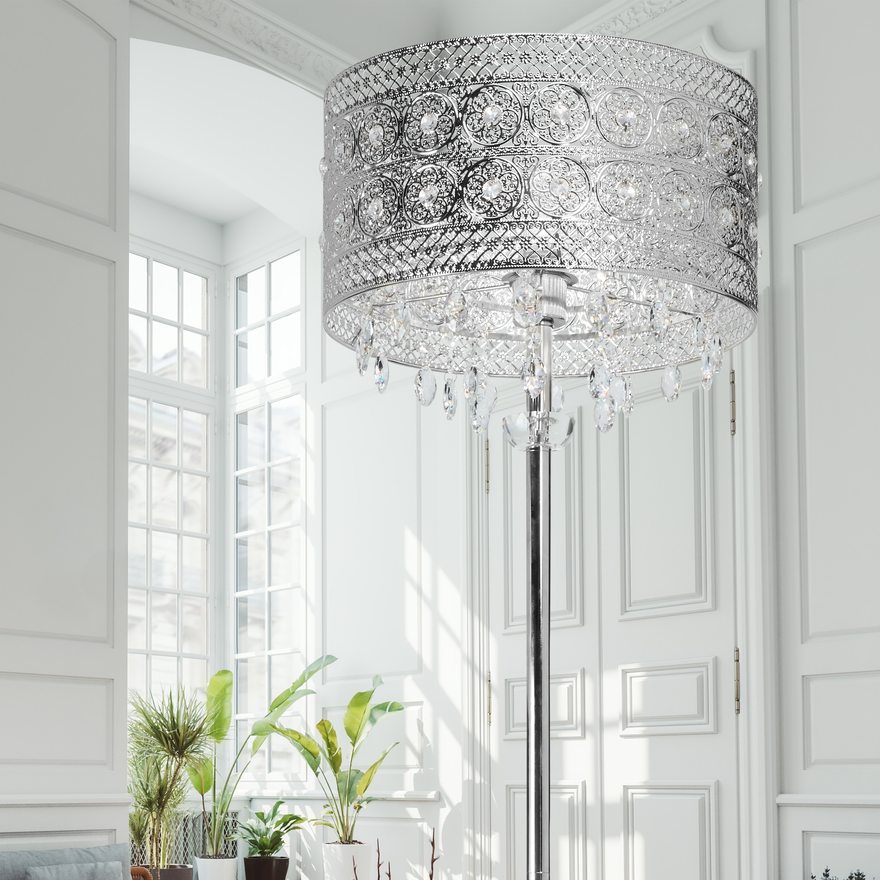 Silver glass lamp discount