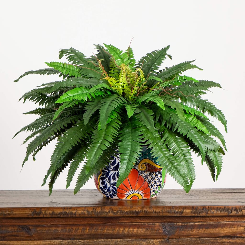 Double Boston Fern Artificial Potted Plant - 32" - Green