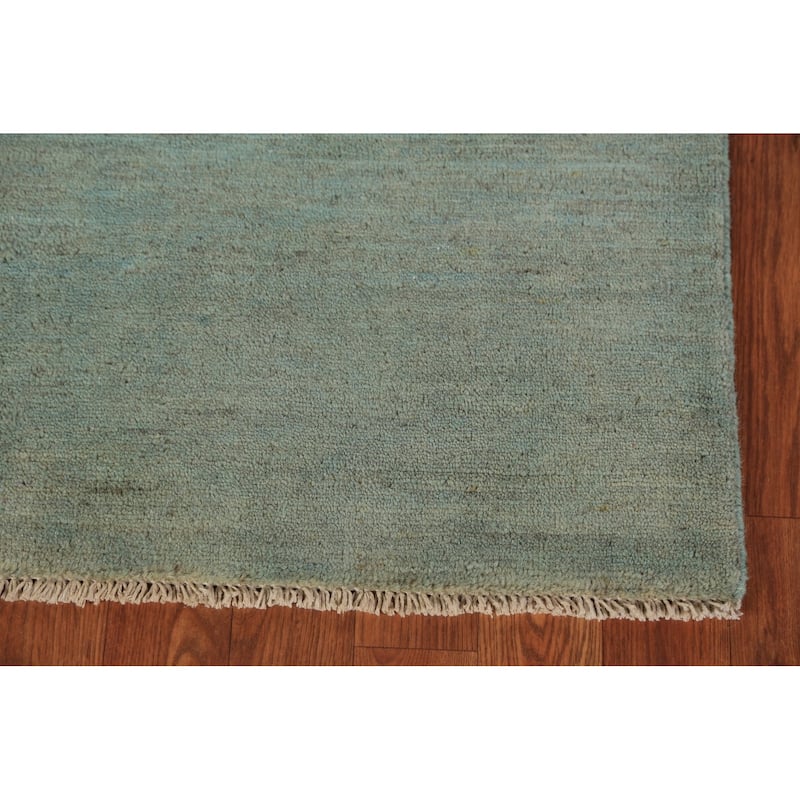 Aqua Green & Blue Modern Gabbeh Oriental Rug Hand-Knotted Wool Carpet - 3'9" x 5'10"