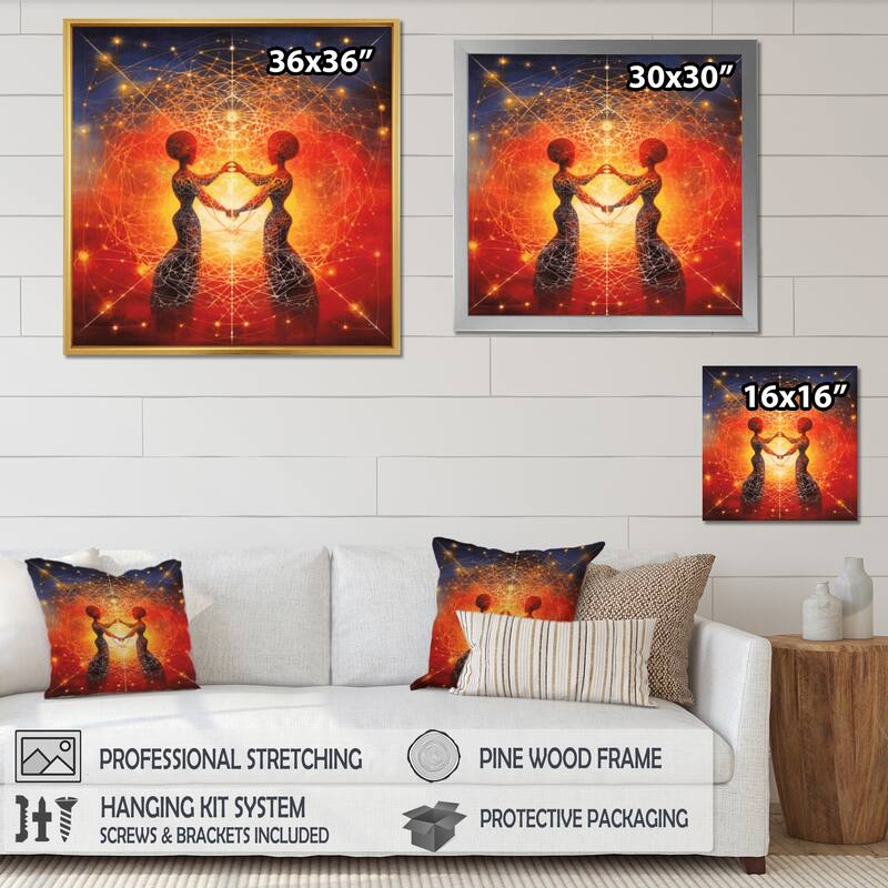 Designart "Twin Flame Universe Eternal Loving Souls" Romantic Wall Art Living Room