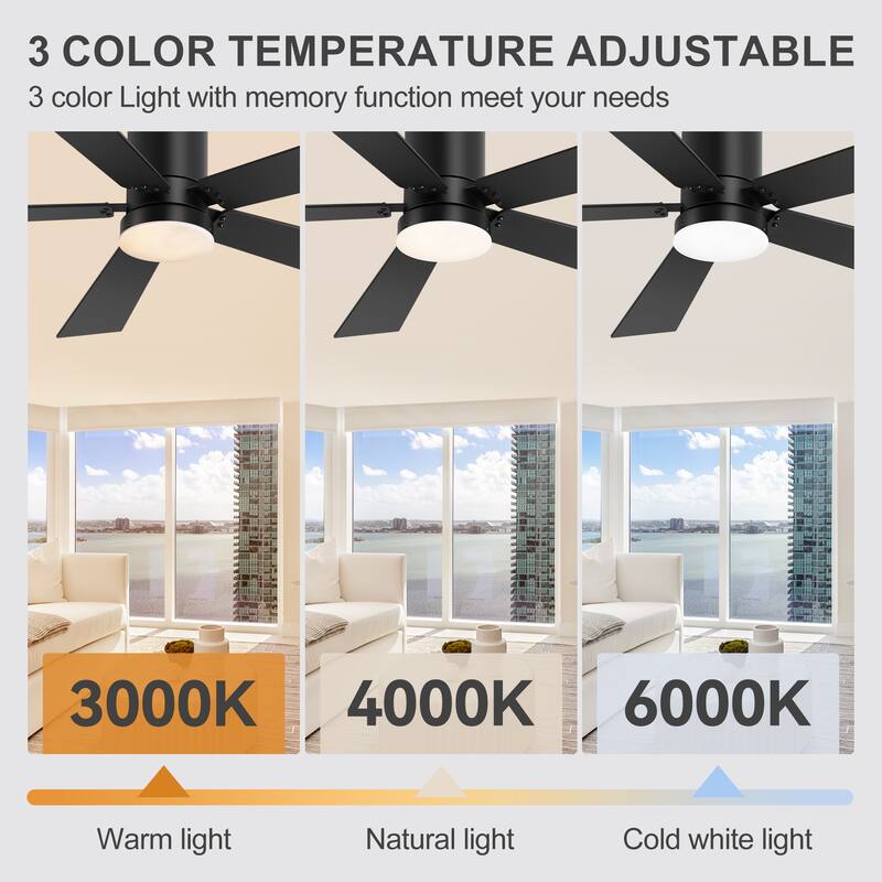 2 Set 42-inch Integrated LED Ceiling Fan with Light and Remote(5 Reversible Blades)