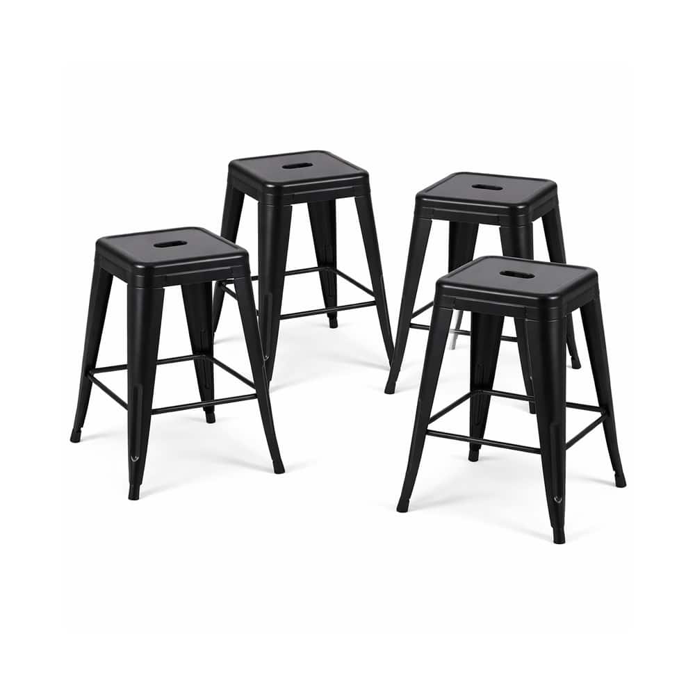 AC Pacific 24 Inch Industrial Stackable Metal Counter Stools Set of 4