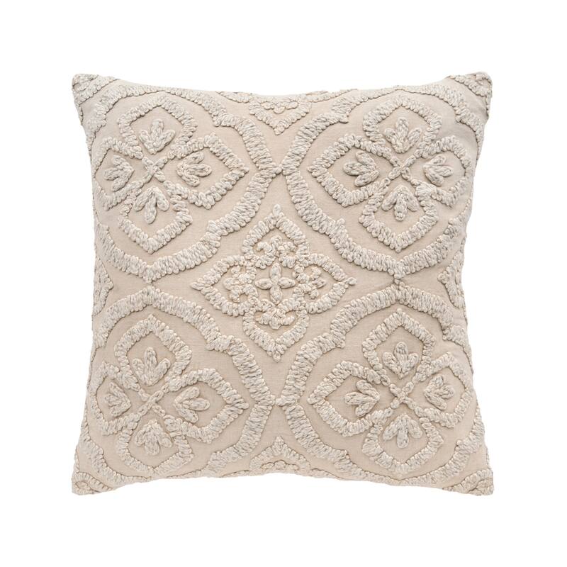 Ninny Floral Tufted Throw Pillow Collection - Beige