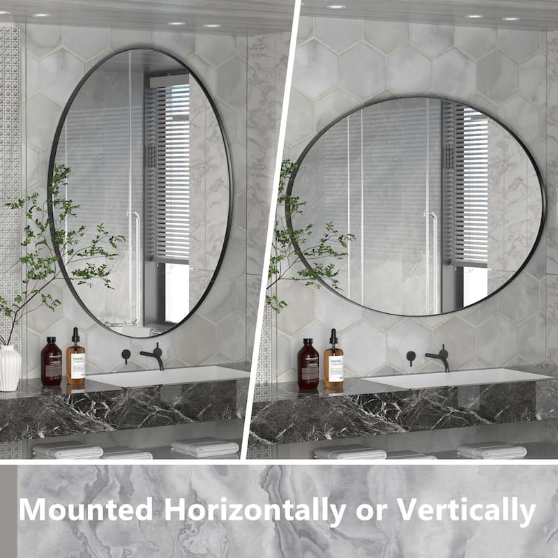 Wall Mirror Bathroom Mirror with Stainless Steel Frame (1 Piece)