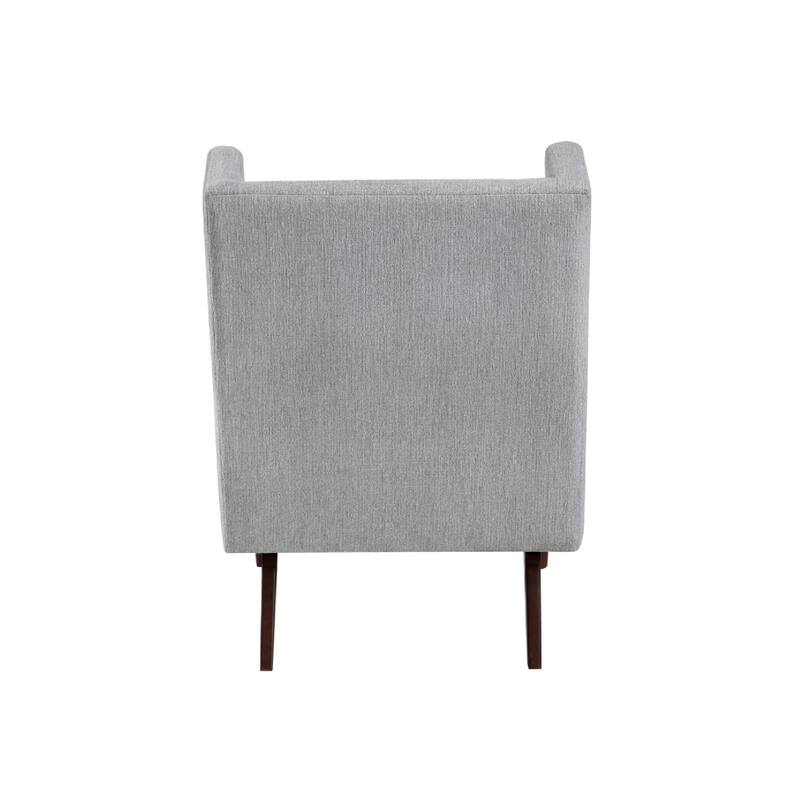 Joen Accent Chair, High Wing Backrest, Gray Chenille, Wood Legs
